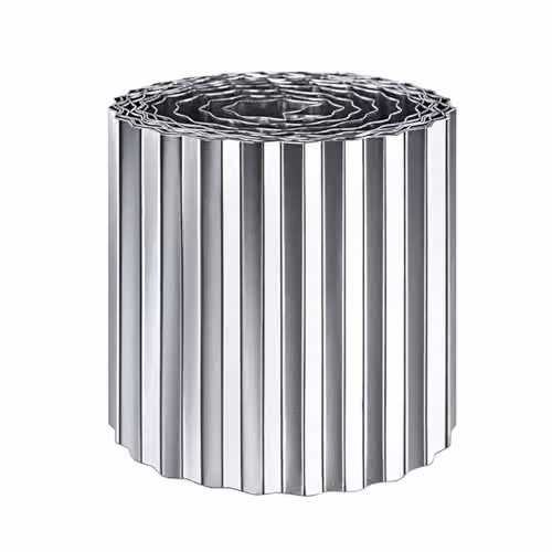 Nicoman Heavy Duty Corrugated Galvanised Steel Garden Edging Roll, Silver – 5