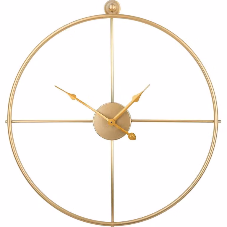 Wyld and Coco Aurum Gold Minimalist Round Iron Frame Wall Clock, Diameter: 50 cm