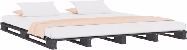 Berkfield Home Grey Solid Wood Pallet Bed, W: 150 cm, D: 200 cm – 1