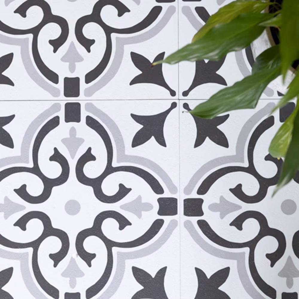 D-C-Fix Stencil Motif Grey Self Adhesive Vinyl Floor Tiles, Pack of 11, W/D/H: 30.48 x 30.48 x 0.0 cm – 3