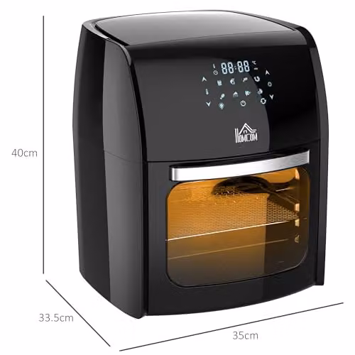 HOMCOM 12L 8-in-1 Digital Air Fryer Oven with Hot Air Function, 1800W, Black – 8