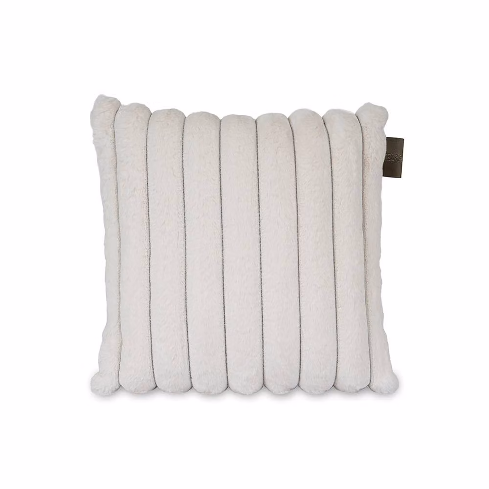 rucomfy Ribbed Faux Fur Square Cushion in Ivory, W/D/H: 45 x 45 x 45 cm – 2