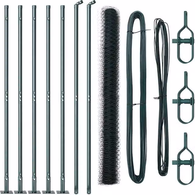 Berkfield Home Green PVC-Coated Steel Hexagon Fence, H: 150 cm x W: 10 m