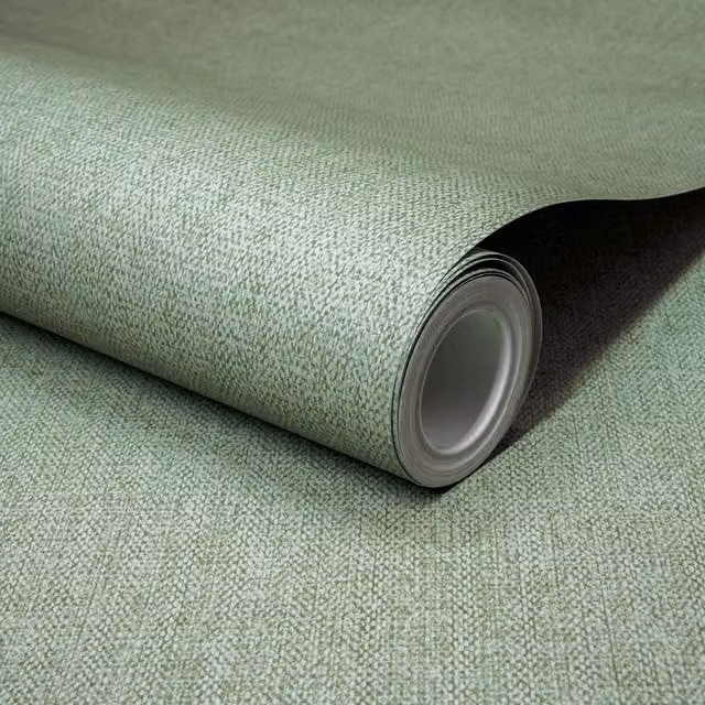 Grandeco Boutique Mini Twill Woven Fabric Effect Wallpaper in Green