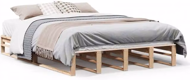 Berkfield Home Solid Wood Pine Bed Frame in Sand, W: 140 cm, L: 200 cm – 1
