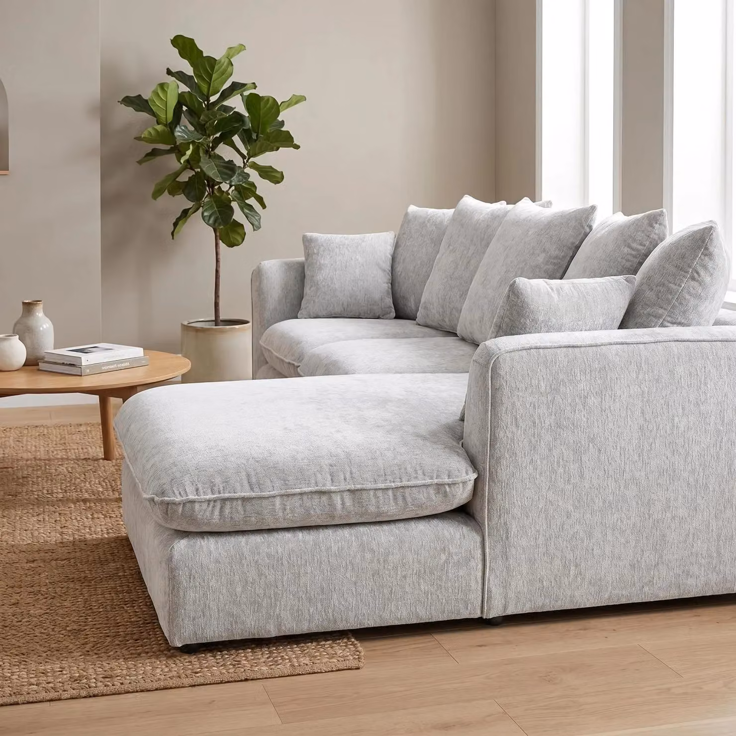 Abakus Direct Lucas Right Facing Corner Sofa in Silver Velvet Chenille – 2