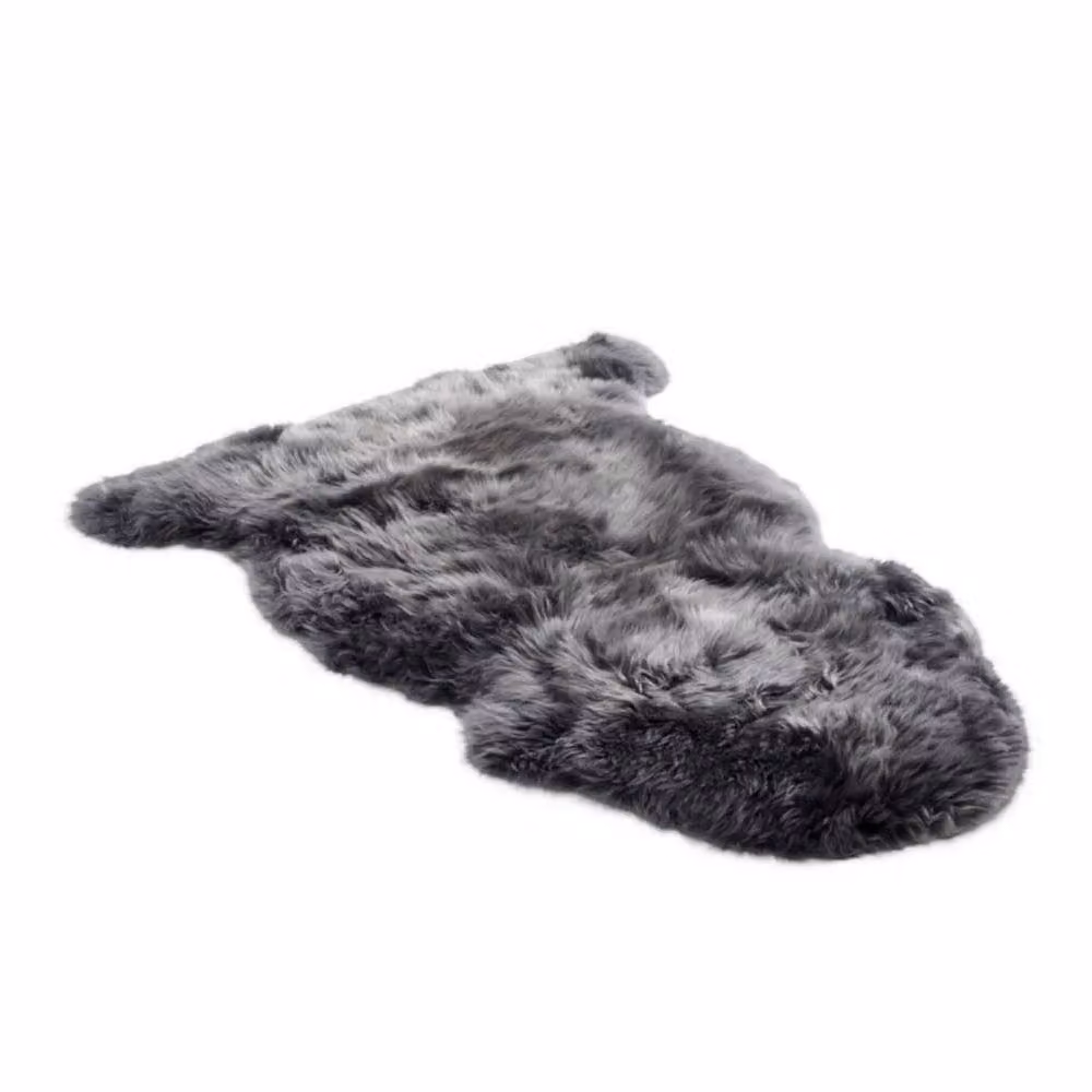 Infinity Leather Natural Wool Single Sheepskin Rug in Dark Grey, W: 90 cm, D: 60 cm – 2