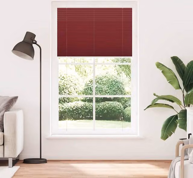 Berkfield Home Single Pleat Corded Blind in Bordeaux Red, W: 115 cm, H: 200 cm, Polyester Fabric – 1