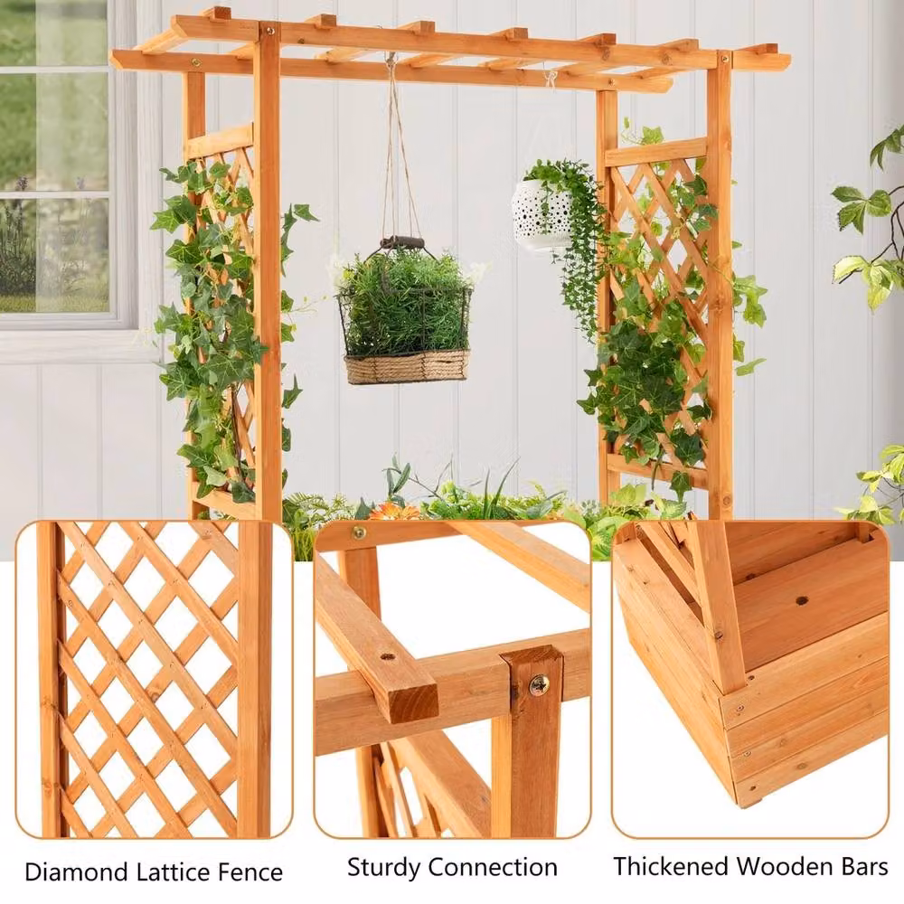 Havendro Brown Wooden Vertical Plant Container for Indoor and Outdoor Use, W: 44 cm, D: 35 cm, H: 113 cm – 3