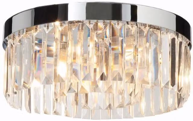 Endon Shimmer Decorative Flush Ceiling Light in Chrome and Clear Crystal