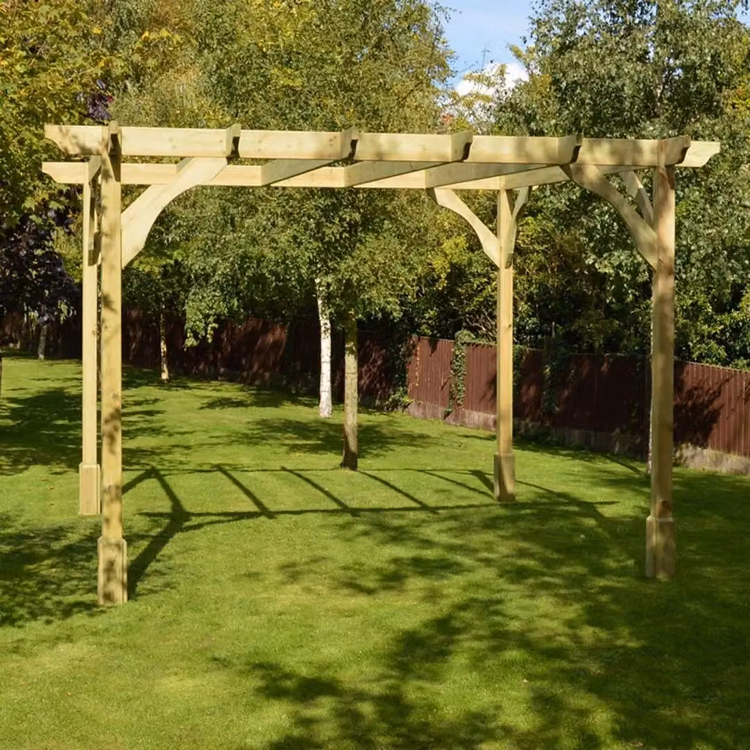 Rutland County Garden Furniture Ltd Premium Wood Pergola in Green, W: 360 cm, D: 300 cm, H: 270 cm – 4