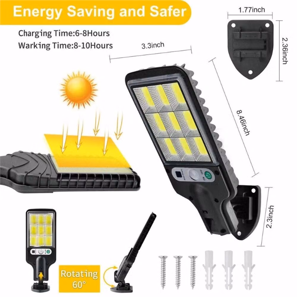 SPETLEK 4-Piece Set of 6000W LED Solar PIR Motion Sensor Wall Lights with Remote Control in Black – 3