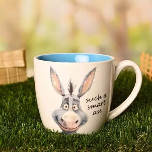 Widdop and Co Funny Donkey Smart Ass Mug, Multicolour Ceramic, 300ml – 2