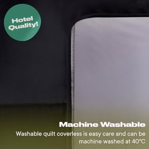 OHS Single Coverless Duvet Set with Pillowcase, 10.5 TOG Reversible Microfibre Quilt in Black and Grey, W/D/H: 135 x 200 cm – 4