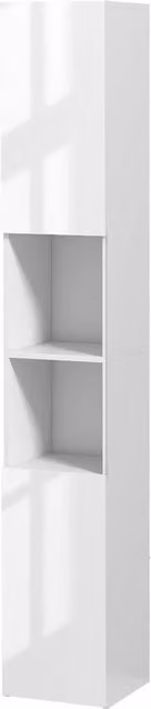 KORVIXA Modern Glossy White Freestanding Bathroom Floor Cabinet with Internal Shelves and Hinged Doors