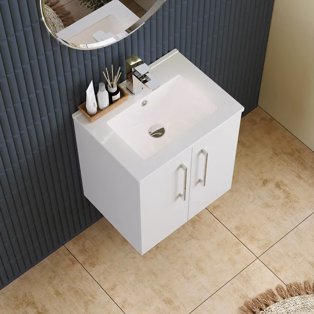 Balterley Wall Hung Bathroom Vanity Unit with Soft Close Doors, White, W: 34.5 cm – 3