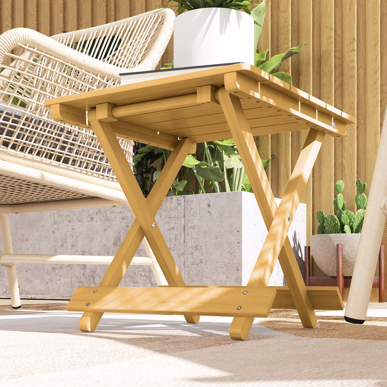 Outsunny Brown Wooden Foldable Outdoor Coffee Table – 7
