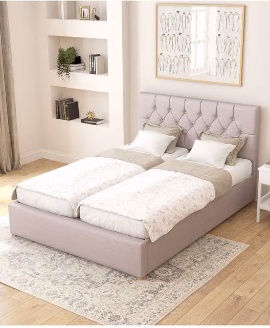 Aspire Olivier Electric Adjustable Bed with Pocket Sprung Mattress, Upholstered in Grey Eire Linen Fabric, W/D/H: 90 x 200 cm, Single