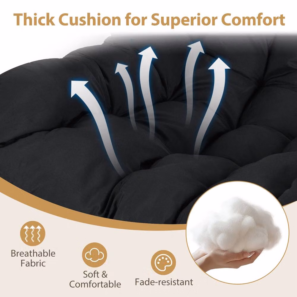 Costway Oversized Egg Papasan Rocking Chair for Indoor and Outdoor Use in Black – 10