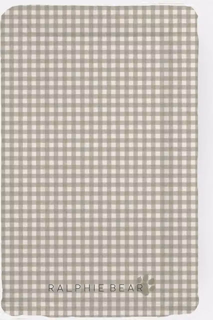 Ralphie Bear Table Changing Mat - Gingham Sage Green, W/D/H: 80 x 46 x 1 cm