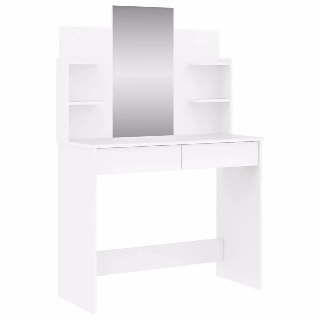 Berkfield Home Classic Dressing Table with Mirror in White, W/D/H: 96 x 39 x 142 cm – 2