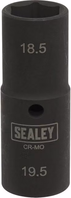 Loops Double Ended Deep Impact Socket Bit 18.5mm and 19.5mm with 1/2 inch Square Drive, 80mm Long – 1