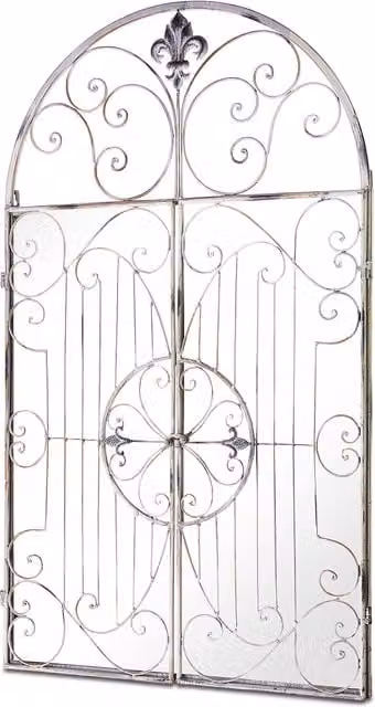 MirrorOutlet Kirkby Metal Arch Hanging Garden Window Mirror in Silver