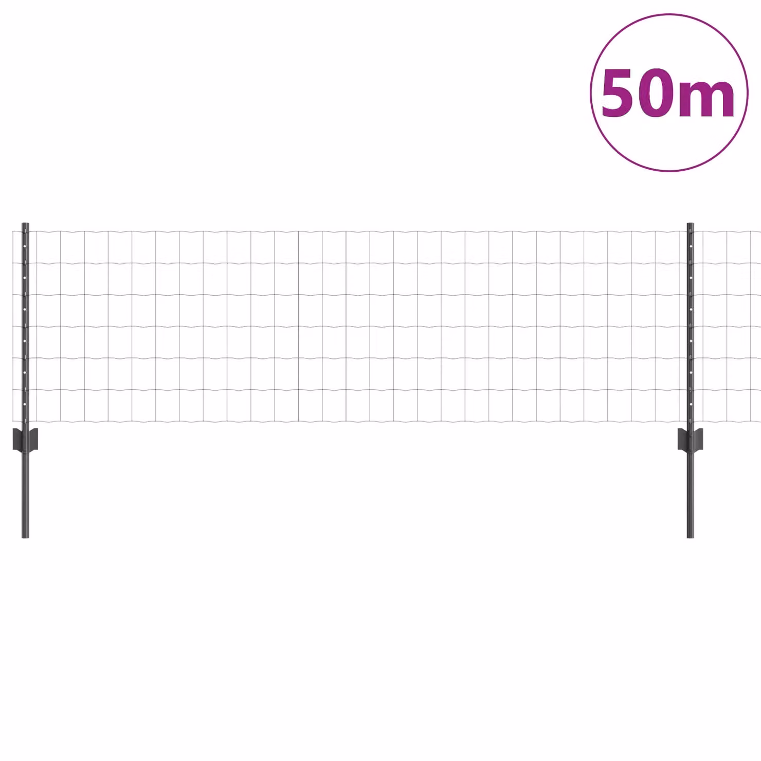 Berkfield Home Euro Fence Steel with 22 U Posts, Grey, 0.6 x 50 m – 2