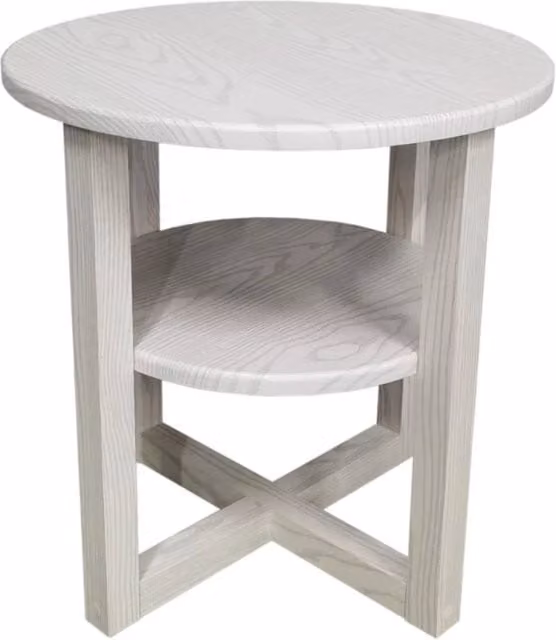 FORGEVIO 2 Tier Modern Round Sofa Side Table in White