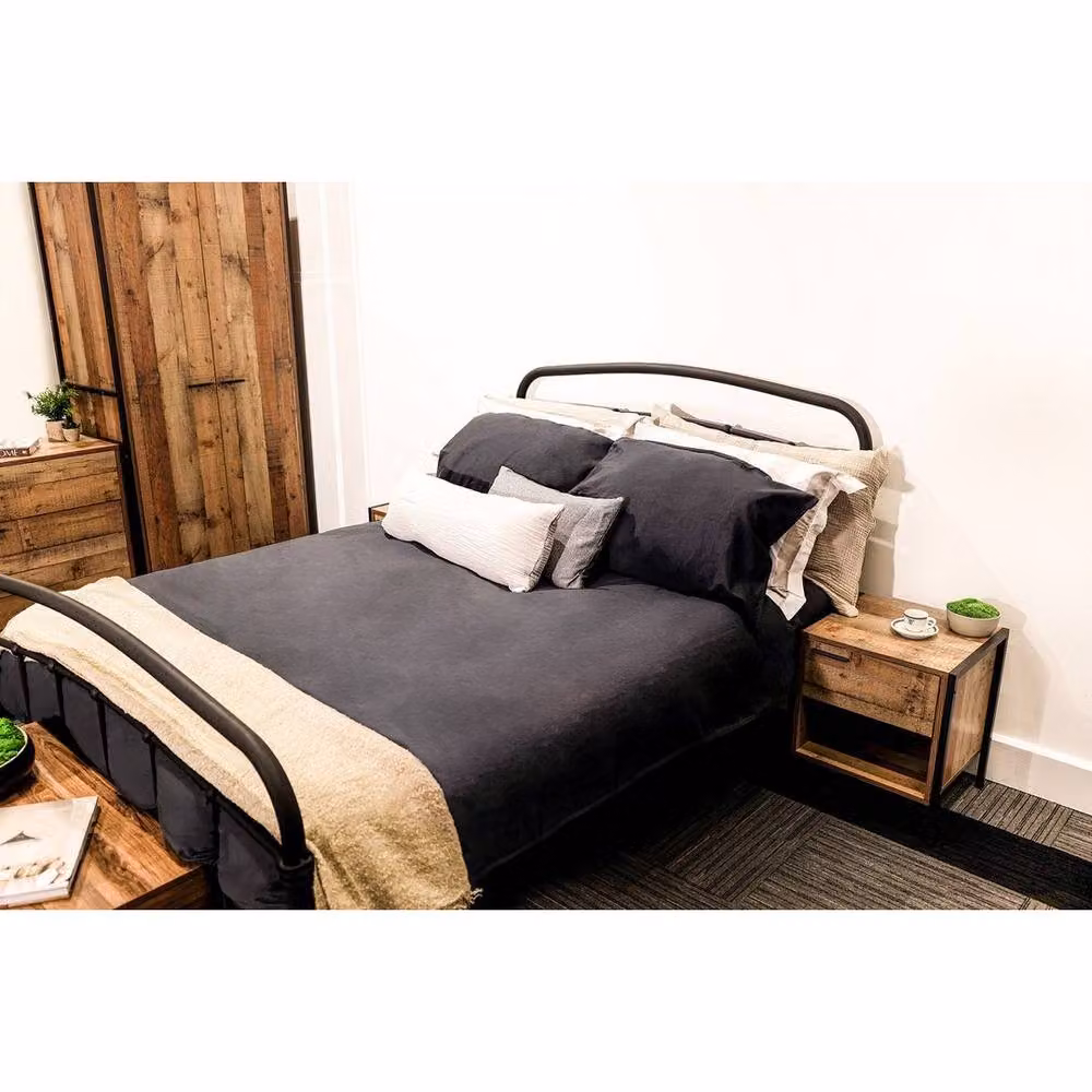 Lemon Pavilion Furniture Hoxton Bedside Cabinet in Brown Distressed Oak Effect, W: 43.8 cm, D: 43.8 cm, H: 50 cm – 4