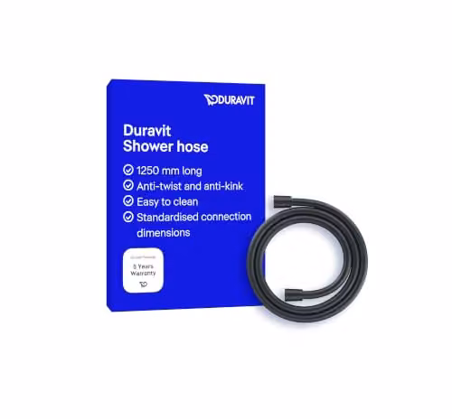 Duravit Universal Shower Hose in Black Matt with Anti-Twist and Kink Protection, Length: 1.25 m – 1
