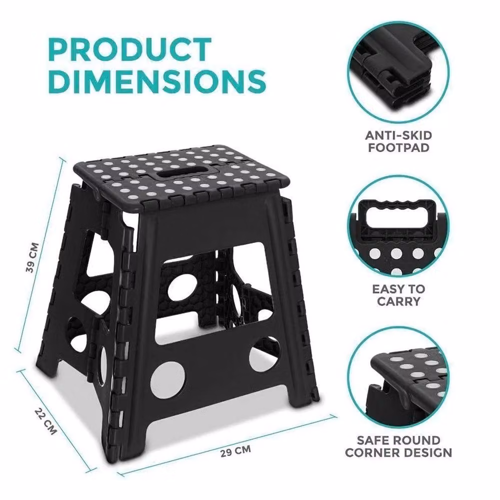 NESTLUNE Large Folding Plastic Anti Slip Step Stool in Black – 2