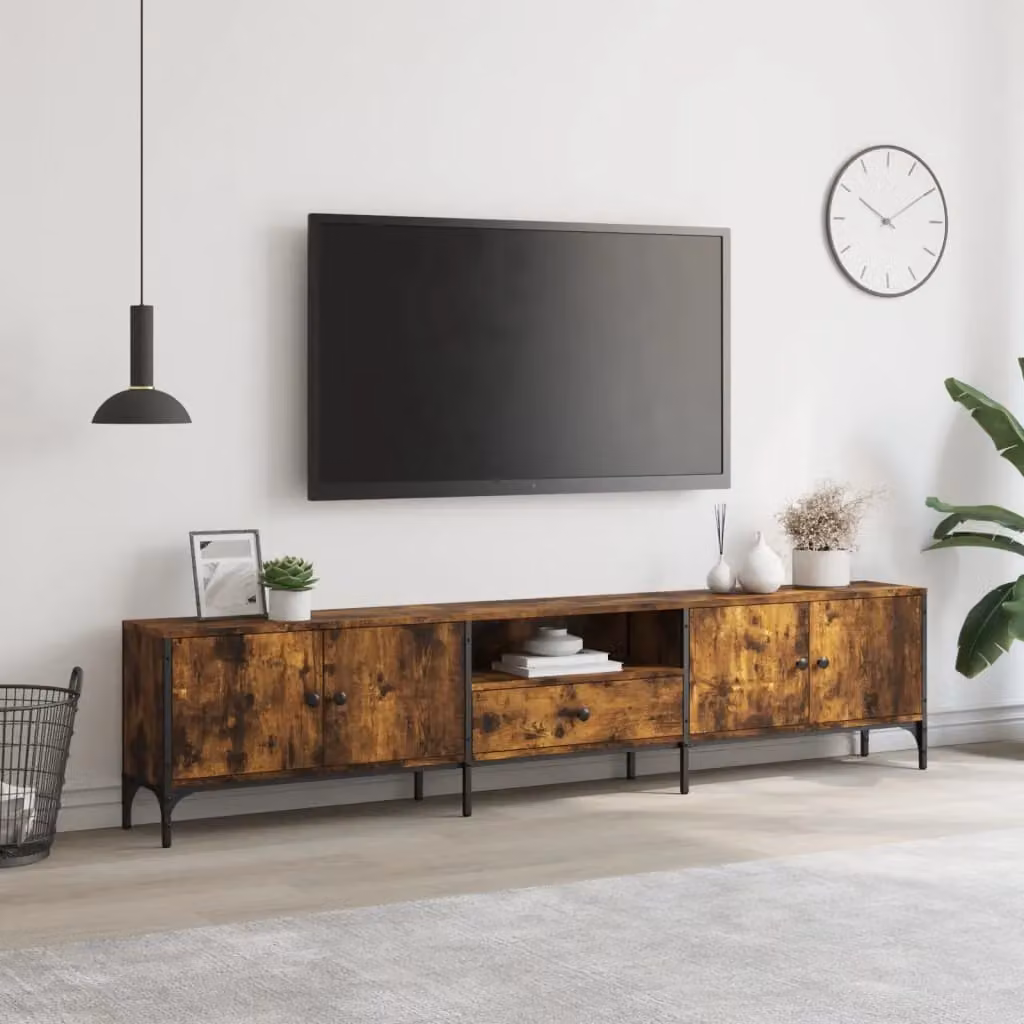 Berkfield Home Smoked Oak TV Cabinet with Drawer in Brown, W/D/H: 200 x 44 x 25 cm – 3