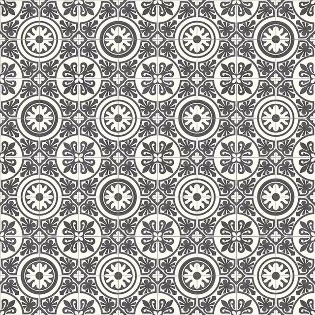 Vinyl Flooring UK Black and White Geometric Designer Effect Vinyl Flooring Sheet W: 400 cm, D: 500 cm