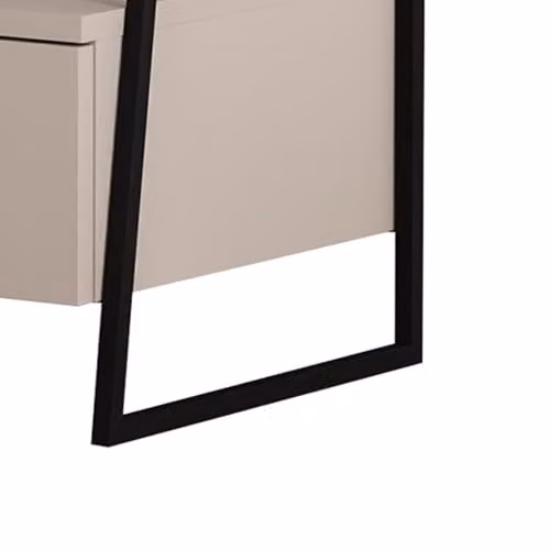 FWStyle Sandstone 1 Drawer Bedside Table with Black Metal Frame in Beige, Height: 50 cm, Width: 45 cm, Depth: 40.9 cm – 4