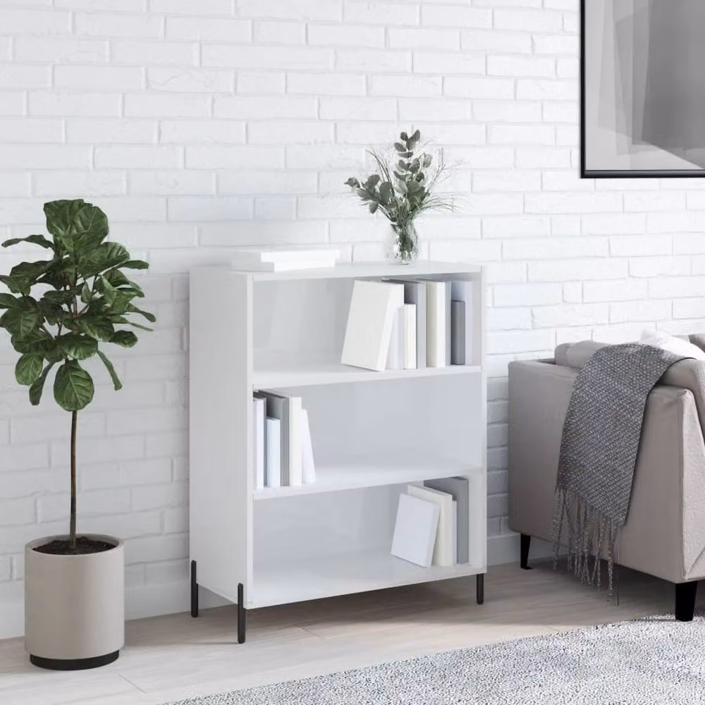 Berkfield Home Modern High Gloss White Shelf Cabinet W/D/H: 69.5 x 32.5 x 90 cm – 2