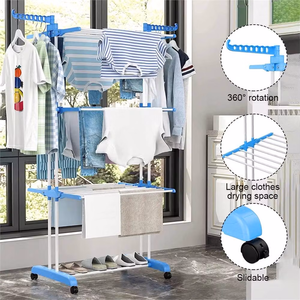 Nordara Extra Large 4 Tier Foldable Clothes Airer and Laundry Dryer Rack in Blue – 2