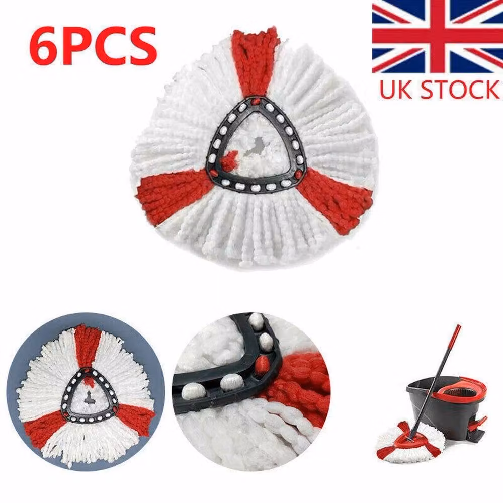 Vileda SPETLEK 6 Pack Spin Mop Replacement Heads in White, Red and Multicolour – 2