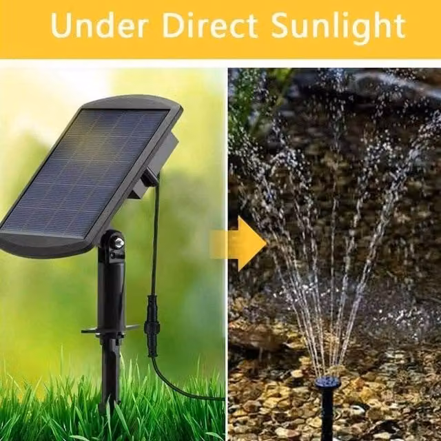 VOGREX Solar Powered Floating Fountain Pump for Birdbaths, Ponds and Pools, Black