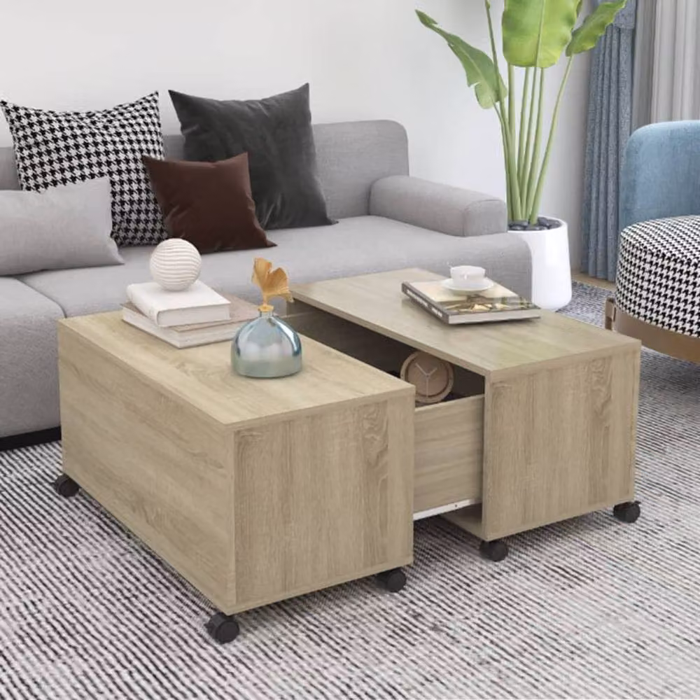 Berkfield Home Sonoma Oak Coffee Table in Brown, W/D/H: 75 x 75 x 38 cm – 2