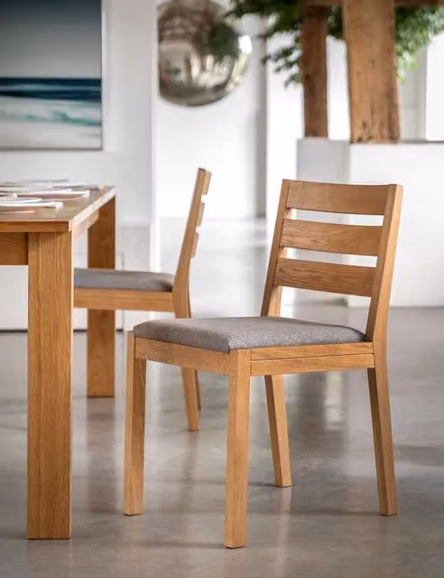 Gallery Direct Sonoma Set of 2 Fabric Dining Chairs in Grey and Brown with Oak Wood Finish