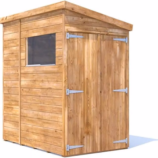 Dunster House Brown Wooden Garden Shed with Window and Pent Roof, W/D/H: 120 x 180 x 216 cm