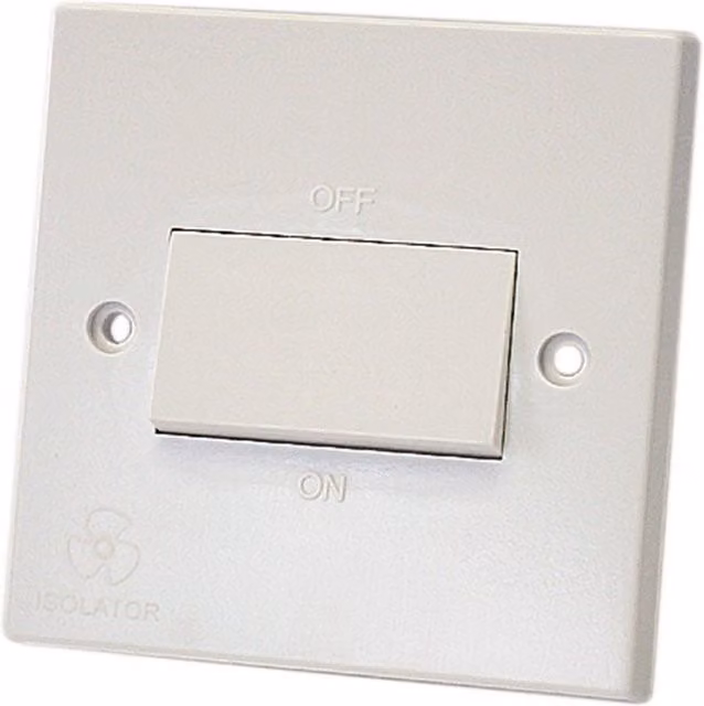 Dencon White Plastic Fan Isolator Switch 10a UK
