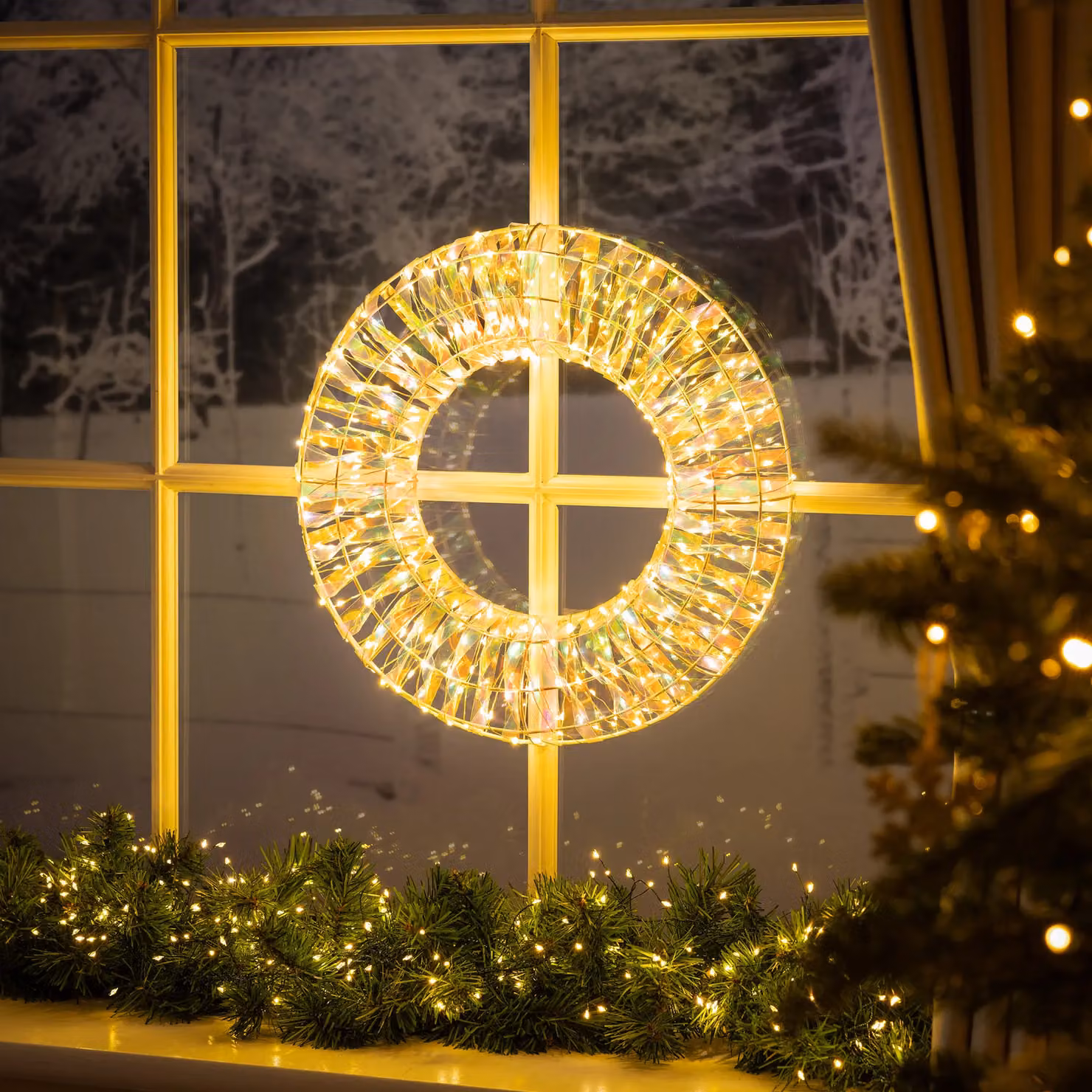 Christow Iridescent Light Up Christmas Wreath with Warm White LED, Diameter: 38 cm – 2