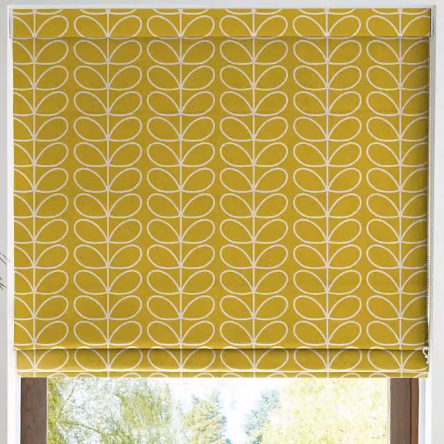 Orla Kiely Linear Stem Made to Measure Blackout Roman Blind in Sunflower Yellow