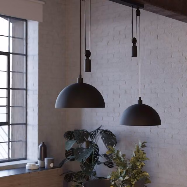 Eglo Winkworth 2 Black Metal Industrial Pendant Light, Height Adjustable – 1