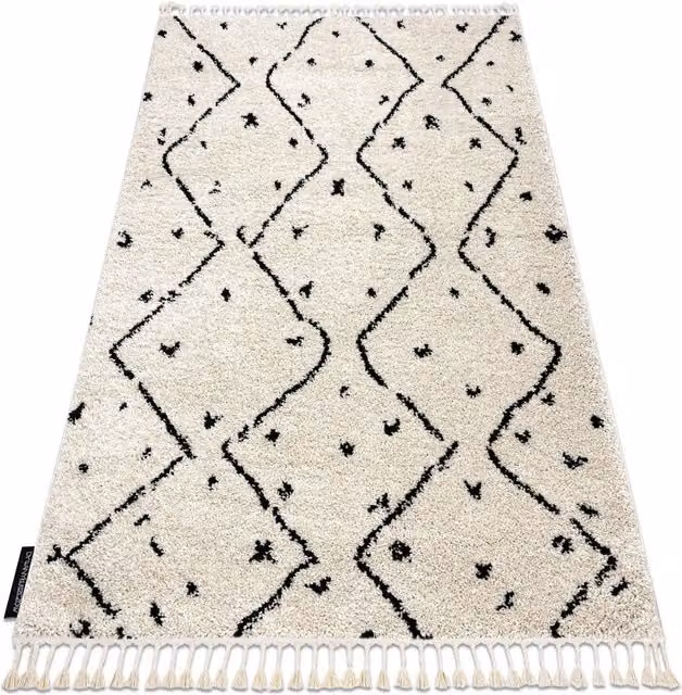 RugsX Berber Geometric Boho Rectangular Rug in Yellow and Grey, W: 140 cm, L: 190 cm