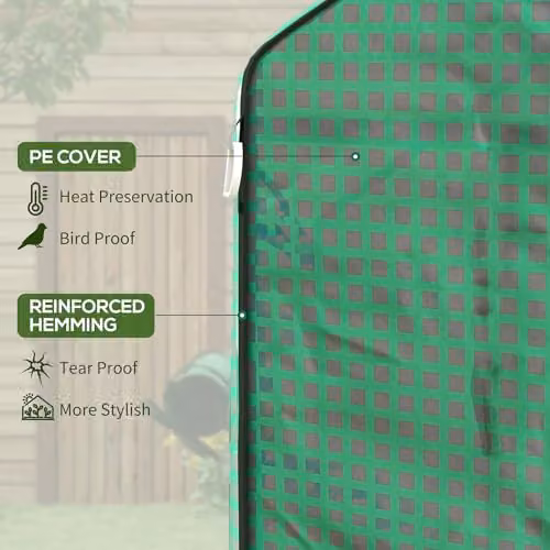 Outsunny Walk-in Greenhouse Cover Replacement with Door and Mesh Windows, Green and White, W/D/H: 140 x 143 x 190 cm – 3