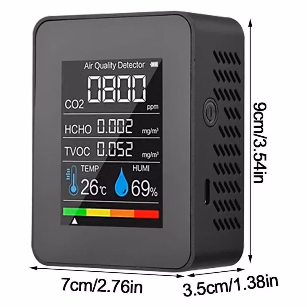 FLAVORA 5-in-1 CO2 Meter and Air Quality Detector in Black – 2