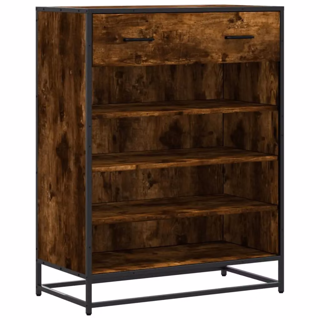 Berkfield Home Smoked Oak Shoe Cabinet in Brown, W/D/H: 75 x 38 x 97.5 cm – 2